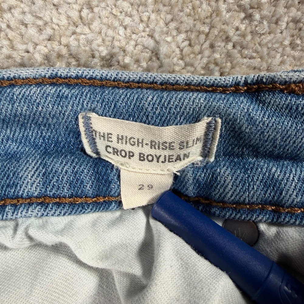 Madewell The High-Rise Slim Crop Boyjean Womens 29 Blue Distressed Raw Hem - Picture 4 of 12
